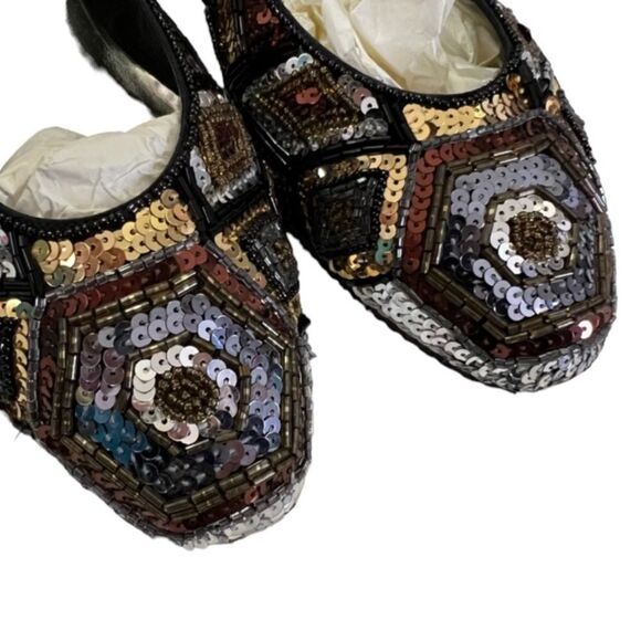 Vintage 90s sequined flats shoes by Shell Kepler - Picture 3 of 12
